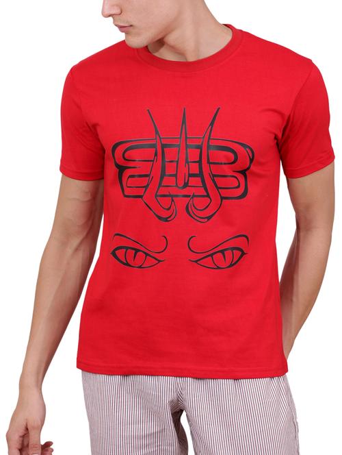 red cotton front print tshirt - 15187455 - Very Small Image - 1