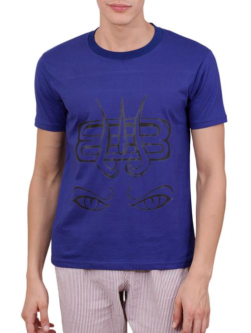 blue cotton front print tshirt - 15187457 - Very Small Image - 1