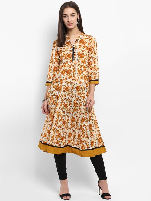 brown cotton anarkali kurta - 15188487 - Very Small Image - 1