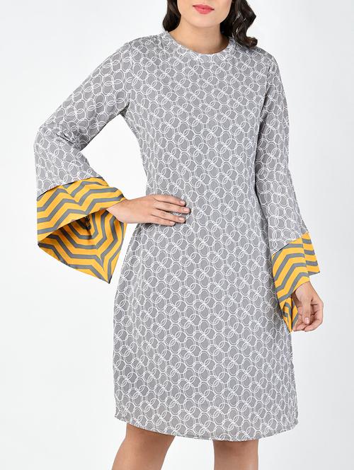 grey crepe printed sheath dress - 15188981 - Very Small Image - 1