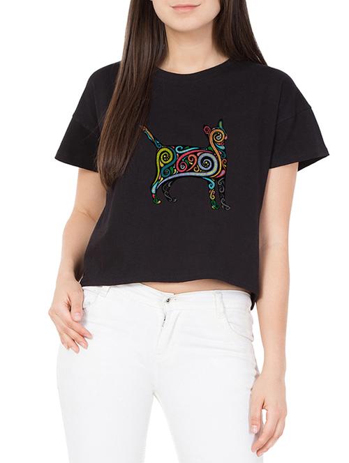 black cotton quirky printed tee - 15189657 - Very Small Image - 1