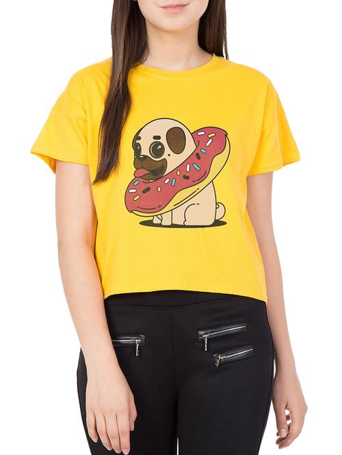yellow cotton printed tee - 15189688 - Very Small Image - 1