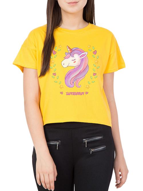 yellow cotton cotton printed tee - 15189690 - Very Small Image - 1