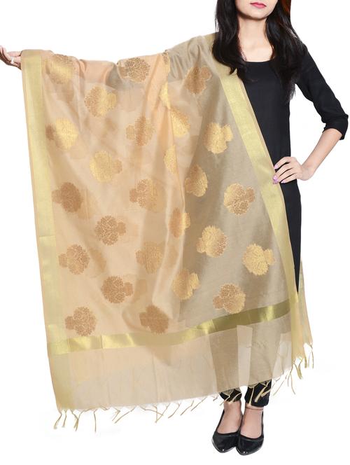 beige chanderi dupatta - 15191291 - Very Small Image - 1