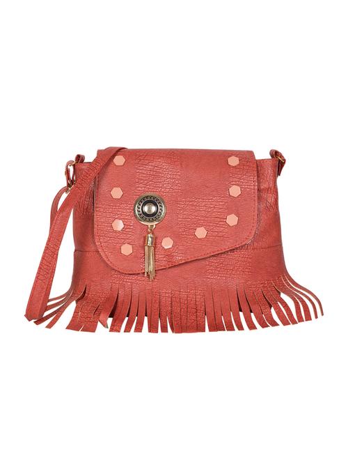 maroon leatherette (pu) sling bag - 15191699 - Very Small Image - 1