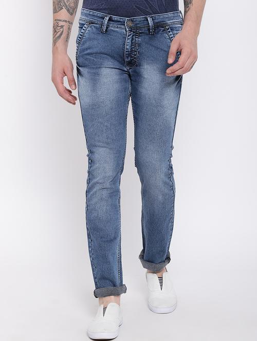 light blue cotton washed jeans - 15191816 - Very Small Image - 1