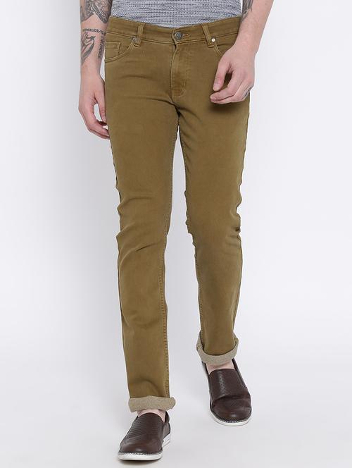 brown cotton plain jeans - 15191829 - Very Small Image - 1