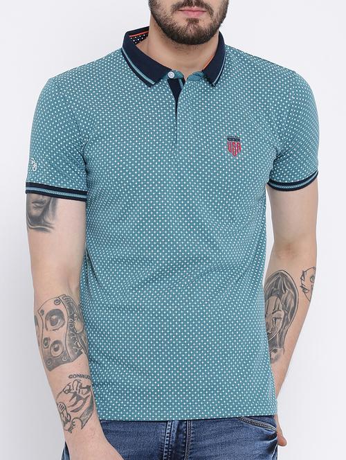 blue cotton all over print tshirt - 15191844 - Very Small Image - 1