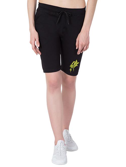 black solid cotton shorts - 15192141 - Very Small Image - 1
