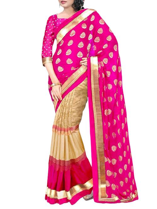 pink silk half and half saree with blouse - 15192513 - Very Small Image - 1
