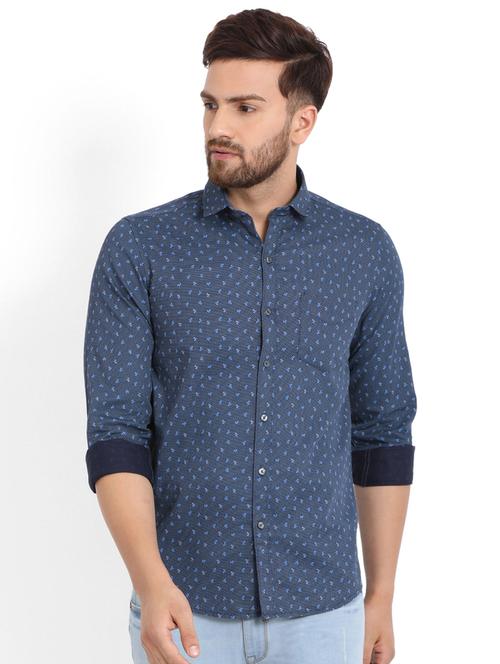 blue cotton casual shirt - 15192917 - Very Small Image - 1