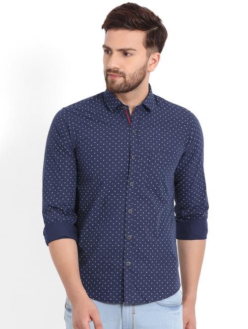 blue cotton casual shirt - 15192918 - Very Small Image - 1