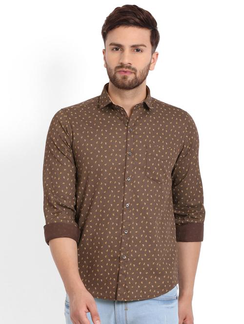 brown cotton casual shirt - 15192921 - Very Small Image - 1