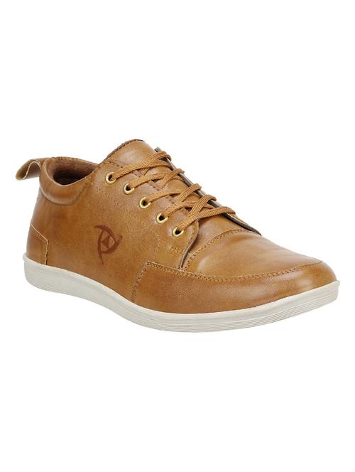 tan leatherette lace up sneaker - 15193449 - Very Small Image - 1
