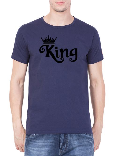 blue cotton chest print t-shirt - 15194127 - Very Small Image - 1