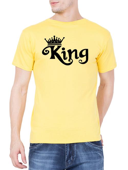 yellow cotton chest print t-shirt - 15194143 - Very Small Image - 1