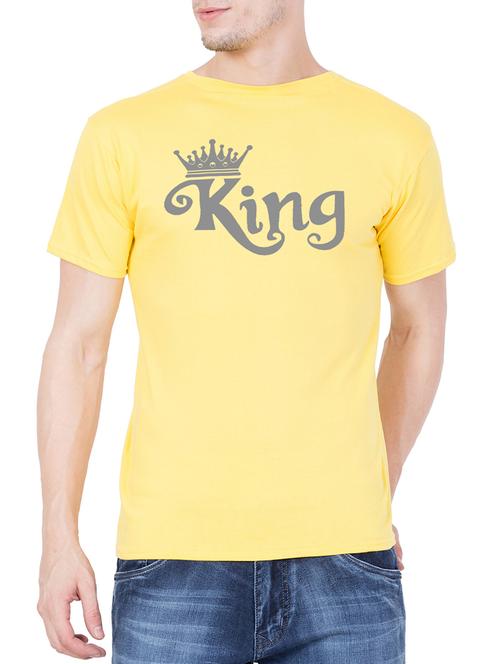 yellow cotton chest print t-shirt - 15194144 - Very Small Image - 1