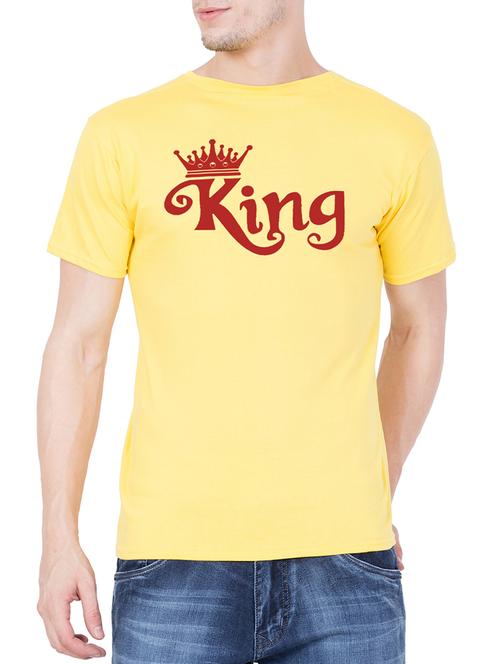yellow cotton chest print t-shirt - 15194145 - Very Small Image - 1