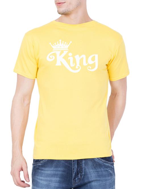 yellow cotton chest print t-shirt - 15194147 - Very Small Image - 1