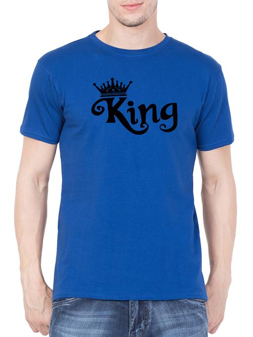 blue cotton chest print t-shirt - 15194148 - Very Small Image - 1