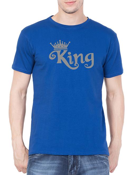 blue cotton chest print t-shirt - 15194150 - Very Small Image - 1