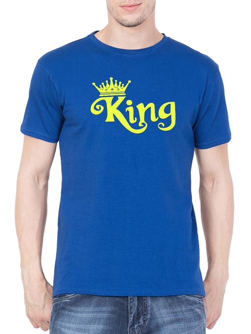 blue cotton chest print t-shirt - 15194153 - Very Small Image - 1