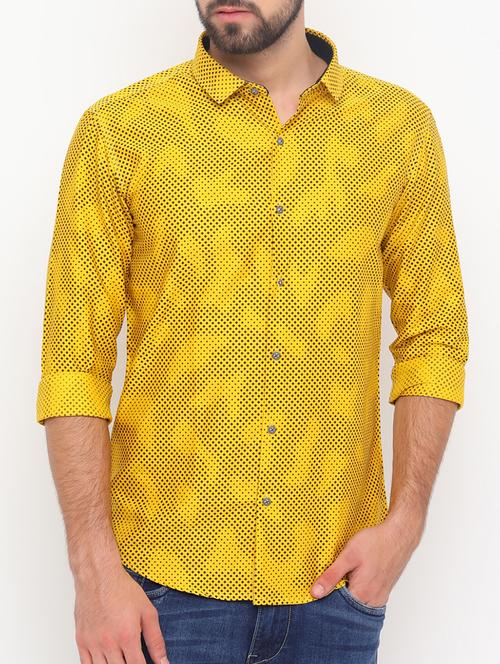 yellow cotton casual shirt - 15195723 - Very Small Image - 1