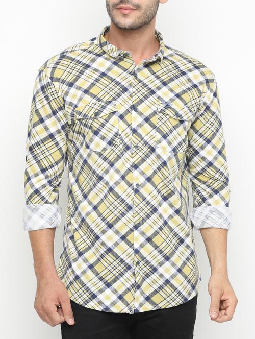 yellow cotton casual shirt - 15195727 - Very Small Image - 1