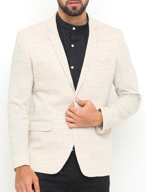 beige cotton casual blazer - 15196917 - Very Small Image - 1