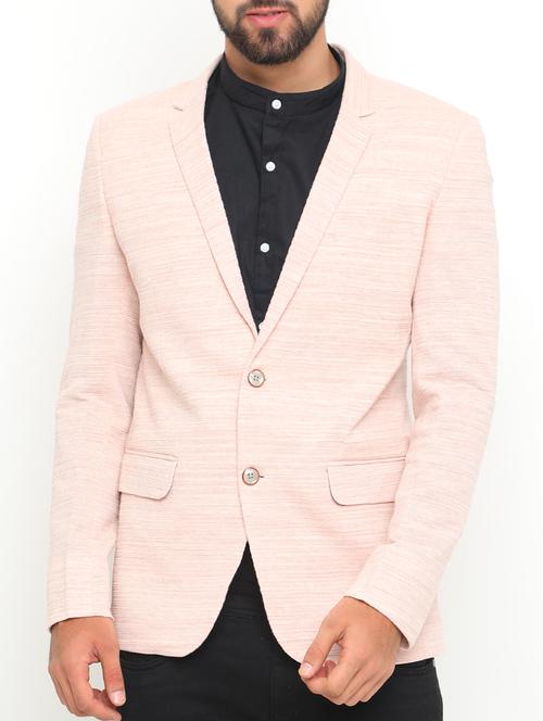 pink cotton single breasted casual blazer - 15196918 - Very Small Image - 1