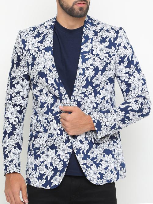 blue cotton casual blazer - 15196938 - Very Small Image - 1