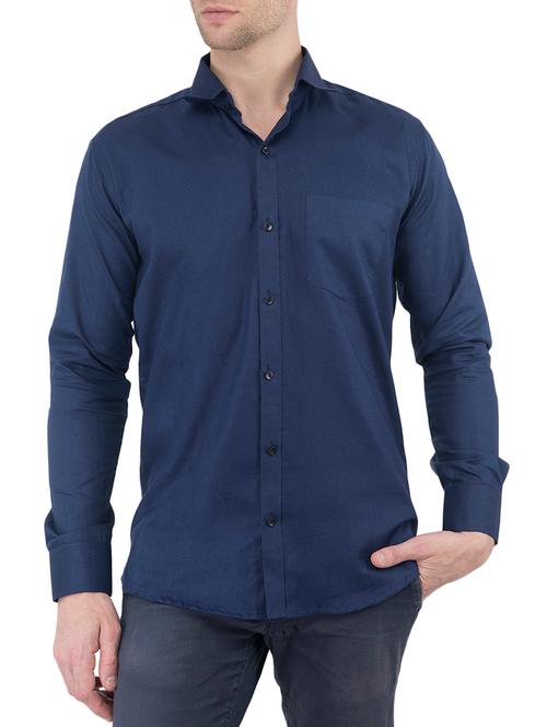 dark blue cotton casual shirt - 15197658 - Very Small Image - 1