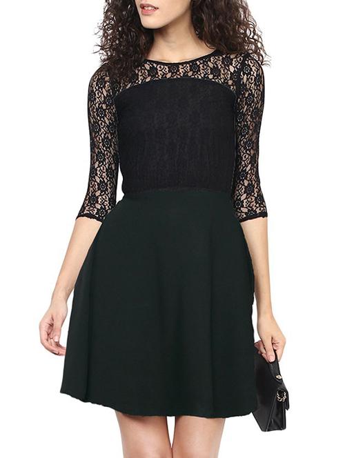 floral lace detail flare dress - 15197757 - Very Small Image - 1