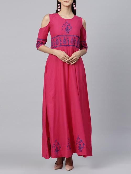 block print anarkali kurta - 15197836 - Very Small Image - 1