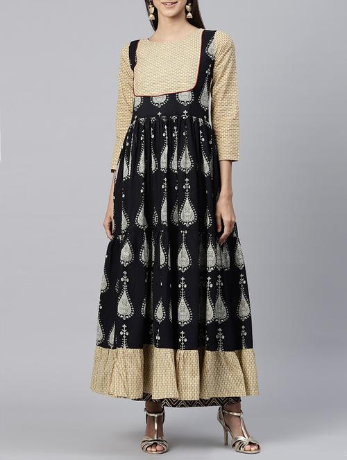 flared printed yoke attach kurta - 15197847 - Very Small Image - 1