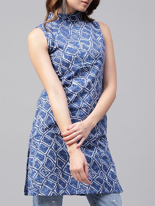 blue cotton printed tunic - 15197887 - Very Small Image - 1