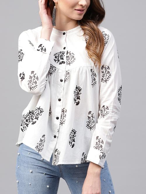white printed cotton top - 15197888 - Very Small Image - 1
