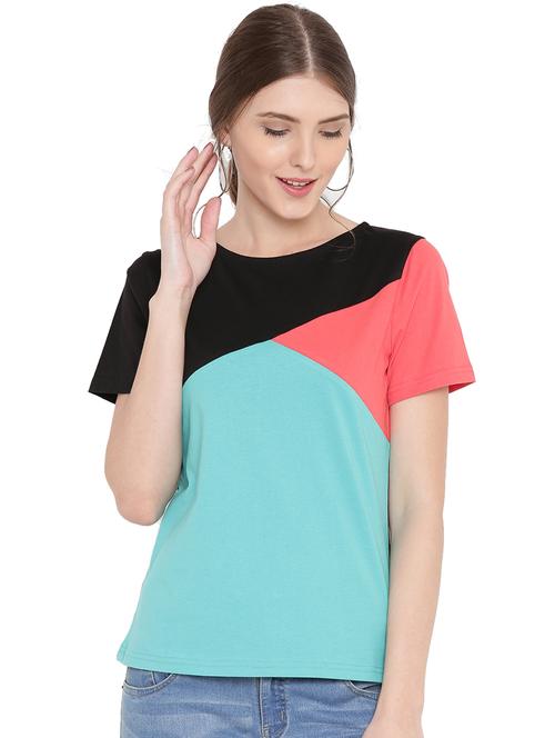 color block regular tee - 15198294 - Very Small Image - 1