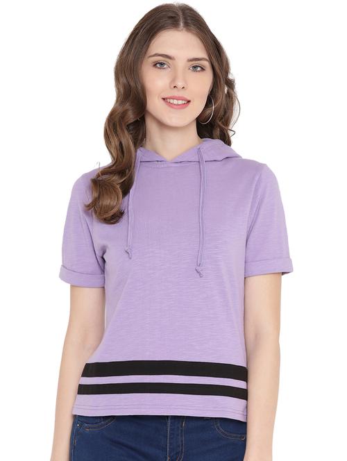 striped panel hooded tee - 15198302 - Very Small Image - 1