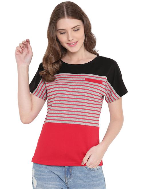 round neck color block tee - 15198316 - Very Small Image - 1