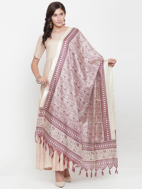 magenta art silk dupatta - 15198962 - Very Small Image - 1