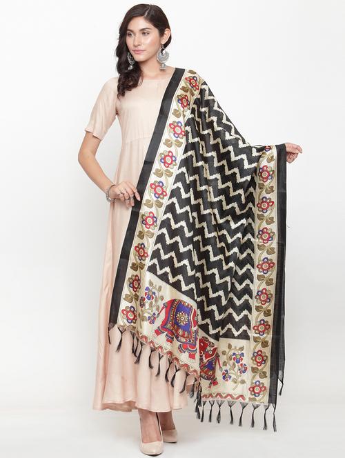 black art silk dupatta - 15198969 - Very Small Image - 1