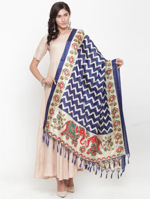 blue chevron print dupatta - 15198970 - Very Small Image - 1