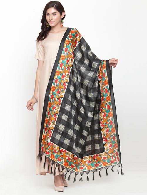 black art silk dupatta - 15198976 - Very Small Image - 1
