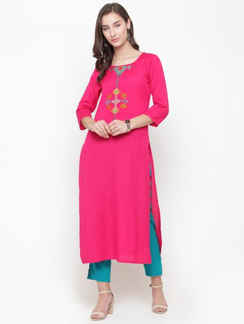 embroidered straight kurta - 15199011 - Very Small Image - 1