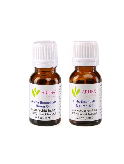 aruba essentials neem oil & tea tree oil 100% undiluted combo of 15 ml each - 15199356 - Very Small Image - 1