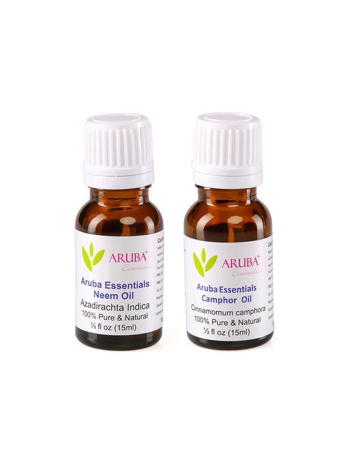 aruba essentials neem oil & camphor oil 100% undiluted combo of 15 ml each - 15199370 - Very Small Image - 1