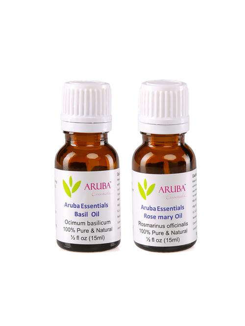 aruba essentials basil oil & rosemary oil 100% undiluted combo of 15 ml each - 15199983 - Very Small Image - 1