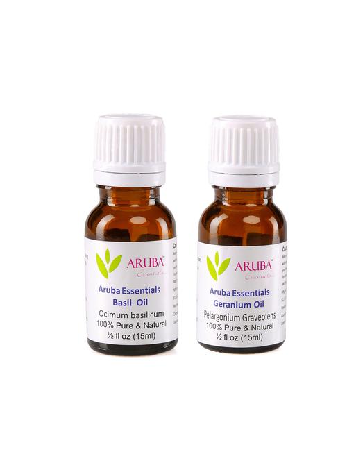 aruba essentials basil oil & geranium oil 100% undiluted combo of 15 ml each - 15199986 - Very Small Image - 1