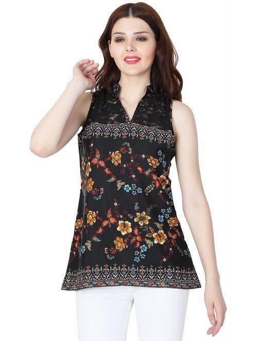 black printed sleeveless top - 15200002 - Very Small Image - 1